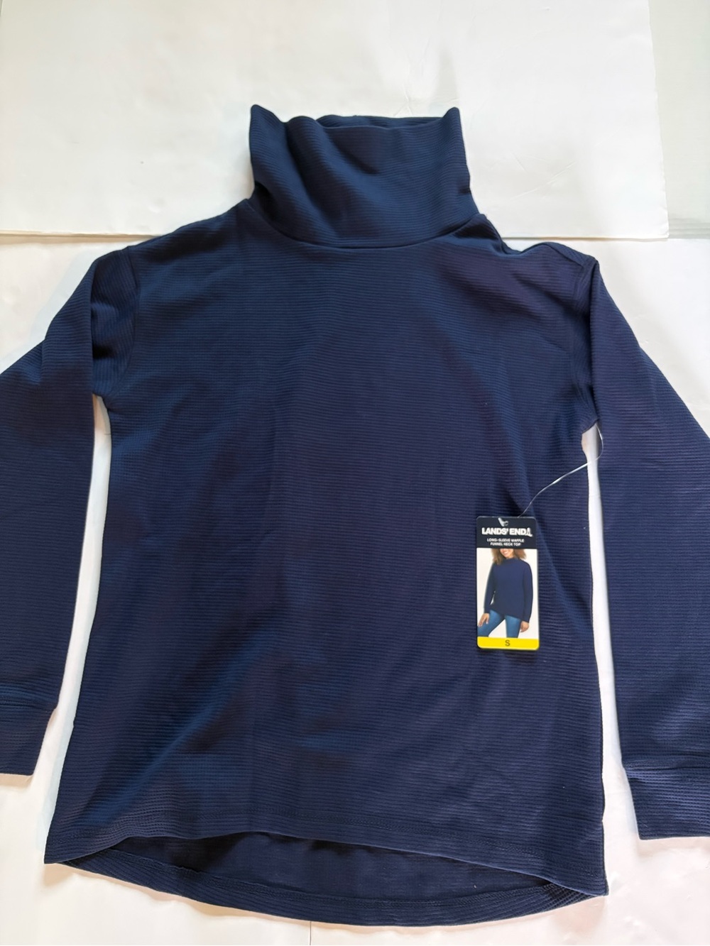Lands' End womens Navy Long Sleeve Turtleneck